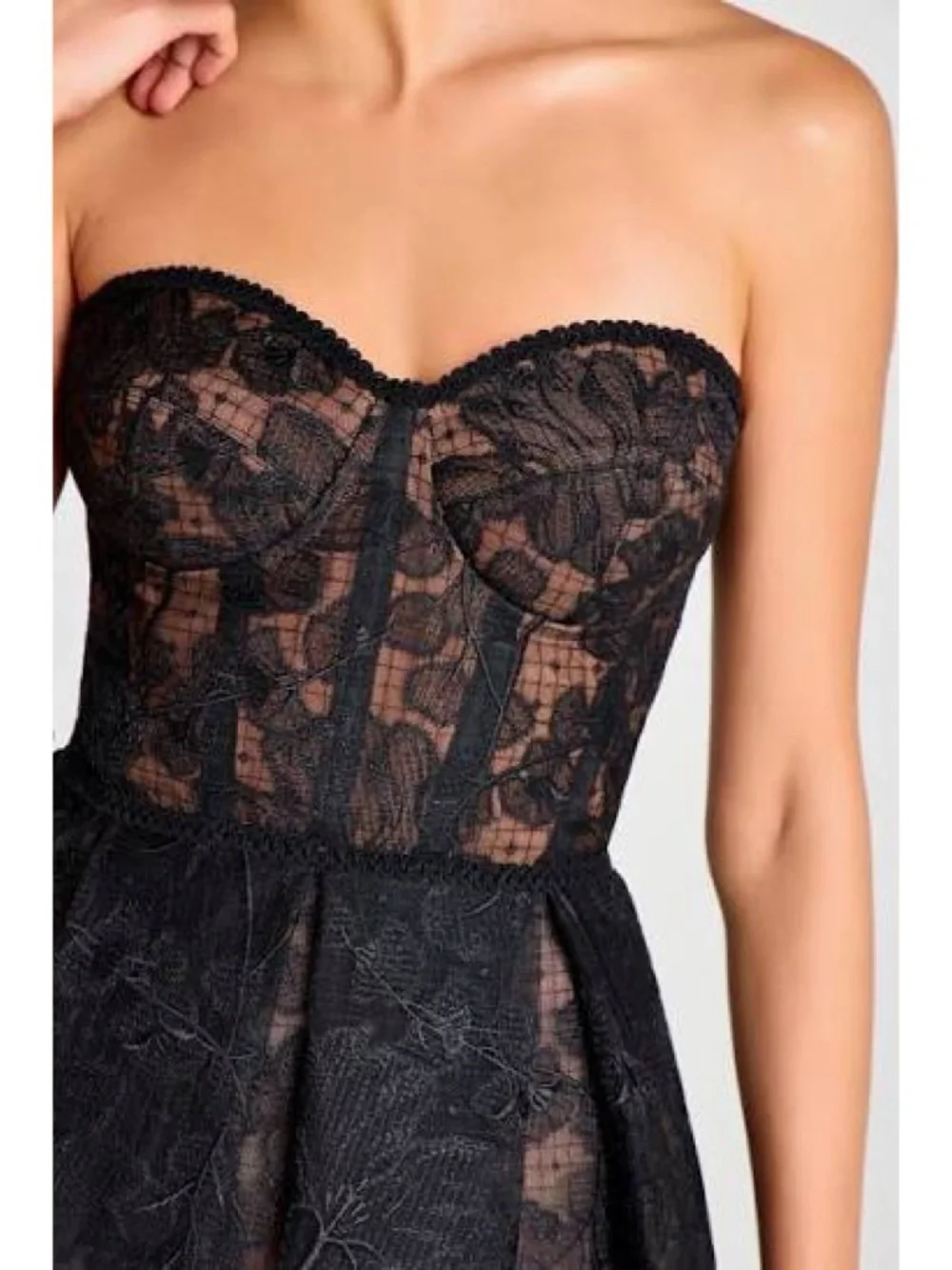 Nadine Merabi Olivia Black Lace Corset Dress Size 6